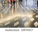 Patterned shiny floor inside of shopping mall