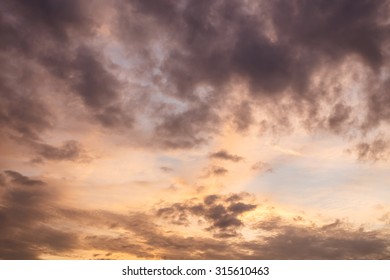 Patterns of clouds on the evening sky.