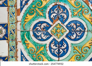 Patterns of colored ceramic tiles along the sides of Saint Francesco bridge in Caltagirone