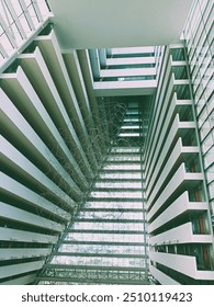Patterns on walls and windows. Lines in modern architecture, diagonal and intersecting lines