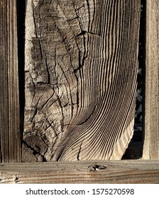 Patterns In A Plank Of Wood In An Old Outdoor Redwood Fence 