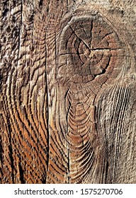 Patterns In A Plank Of Wood In An Old Outdoor Redwood Fence 