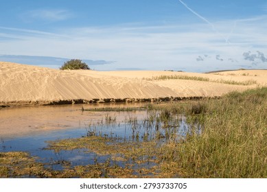 Patterns and texture of the sand on Bordeira Beach, Algarve, Portugal 