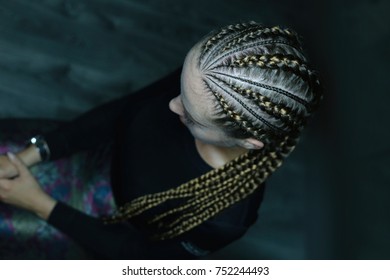 patterns from thin and thick braids creative hair style in African style, mamasita