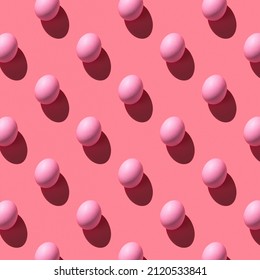 Patteron pink Easter eggs and hard shadow  Easter abstract background 