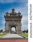 Patuxai, a memorial monument, in Vientiane, Laos