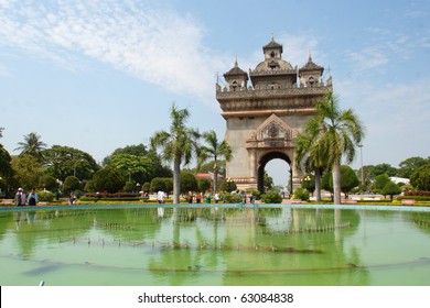 Patuxai Monument In Vientiane Capital Of Laos