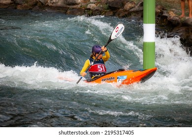 PAU, FRANCE - AUGUST 27, 2022: Kayak Slalom Girl 