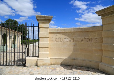 Pauillac, France-August17, 2014: Entrance to castle Chateau Latour- famous vinery in the Medoc region near Bordeaux