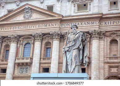 Paul The Apostle Sculpture On St. Peter's Square In Vatican