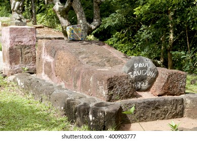PAUL GAUGUIN'S GRAVE - MARCH 25, 2016: French post-impressionist artist who was appreciated after his death on 8 May 1903 on Atuona, Marquesas Islands, French Polynesia