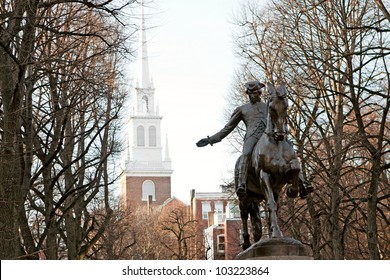 Paul Revere public monument found in Bostons North End on the freedom trail.