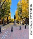 Paul Revere Statue in Boston North End on a Cool Fall Day