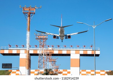 São Paulo, Brazil, July 06, 2017. Plane Lands On The Runway Of Congonhas Airport In Sao Paulo