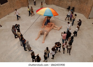 São Paulo, São Paulo, Brazil - November 26, 2014: Exhibition By Ron Mueck At The Pinacoteca Museum In São Paulo.