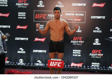 São Paulo, São Paulo, Brazil, October 28, 2017. UFC Fight Night: Brunson Vs. Machida. Average Weight Category Fight – Derek Brunson Vs. Lyoto Machida. Weighing.