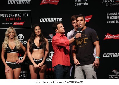 São Paulo, São Paulo, Brazil, October 28, 2017. UFC Fight Night: Brunson Vs. Machida. Average Weight Category Fight – Derek Brunson Vs. Lyoto Machida. Weighing.