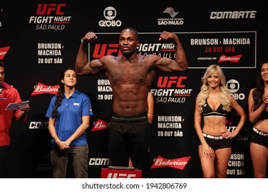 São Paulo, São Paulo, Brazil, October 28, 2017. UFC Fight Night: Brunson Vs. Machida. Average Weight Category Fight – Derek Brunson Vs. Lyoto Machida. Weighing.