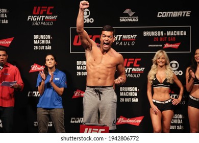 São Paulo, São Paulo, Brazil, October 28, 2017. UFC Fight Night: Brunson Vs. Machida. Average Weight Category Fight – Derek Brunson Vs. Lyoto Machida. Weighing.