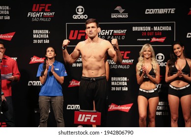 São Paulo, São Paulo, Brazil, October 28, 2017. UFC Fight Night: Brunson Vs. Machida. Middleweight Category Fight – Demian Maia Vs. Colby Covington. Weighing.