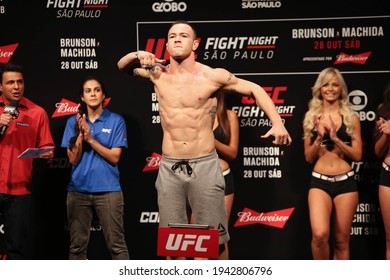 São Paulo, São Paulo, Brazil, October 28, 2017. UFC Fight Night: Brunson Vs. Machida. Middleweight Category Fight – Demian Maia Vs. Colby Covington. Weighing.