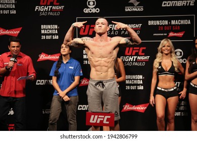 São Paulo, São Paulo, Brazil, October 28, 2017. UFC Fight Night: Brunson Vs. Machida. Middleweight Category Fight – Demian Maia Vs. Colby Covington. Weighing.