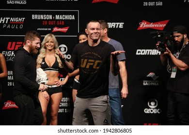 São Paulo, São Paulo, Brazil, October 28, 2017. UFC Fight Night: Brunson Vs. Machida. Middleweight Category Fight – Demian Maia Vs. Colby Covington. Weighing.