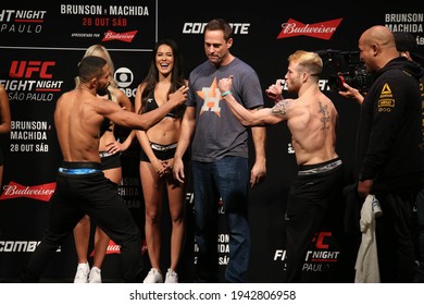 São Paulo, São Paulo, Brazil, October 28, 2017. UFC Fight Night: Brunson Vs. Machida. Flyweight Category Fight – Deiveson Figueiredo Vs. Jarred Brooks. Weighing.