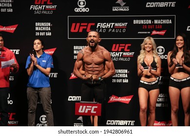 São Paulo, São Paulo, Brazil, October 28, 2017. UFC Fight Night: Brunson Vs. Machida. Flyweight Category Fight – Deiveson Figueiredo Vs. Jarred Brooks. Weighing.