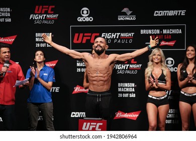 São Paulo, São Paulo, Brazil, October 28, 2017. UFC Fight Night: Brunson Vs. Machida. Flyweight Category Fight – Deiveson Figueiredo Vs. Jarred Brooks. Weighing.