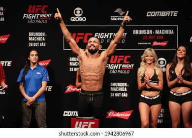 São Paulo, São Paulo, Brazil, October 28, 2017. UFC Fight Night: Brunson Vs. Machida. Flyweight Category Fight – Deiveson Figueiredo Vs. Jarred Brooks. Weighing.