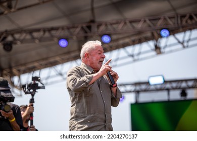 SÃO PAULO, BRAZIL - SEPTEMBER 10, 2022
Former President Luiz Inácio Lula Da Silva PT Participated In A Rally In Taboão Da Serra SP