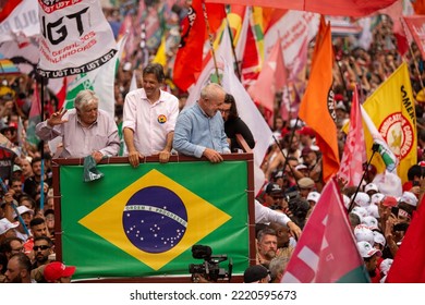 SÃO PAULO (SP), 10-29-2022
Lula, Alckmin And Haddad Participate In A March On Av. Paulista, SP, This Saturday Afternoon (29) And With Special Participation Of Former Uruguayan President José Mujica