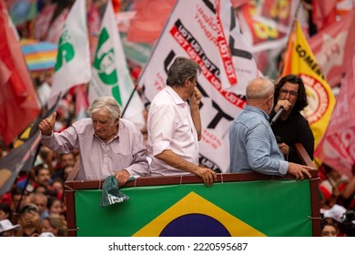 SÃO PAULO (SP), 10-29-2022
Lula, Alckmin And Haddad Participate In A March On Av. Paulista, SP, This Saturday Afternoon (29) And With Special Participation Of Former Uruguayan President José Mujica