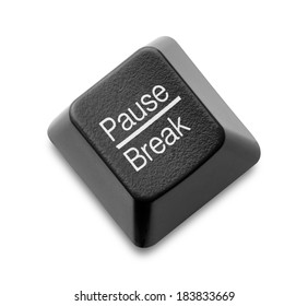 Pause - Break Key From A Computer Keyboard Isolated On White With A Soft Shadow. 