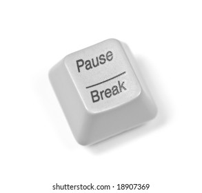 Pause And  Break Key Over White Background