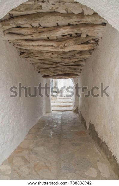 Paved Passage White Washed Walls Wood Stock Photo Edit Now
