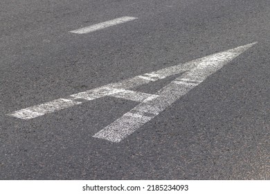 Paved Road For Car Traffic, Road For Vehicles With White Road Markings On The Asphalt , Bus Lane