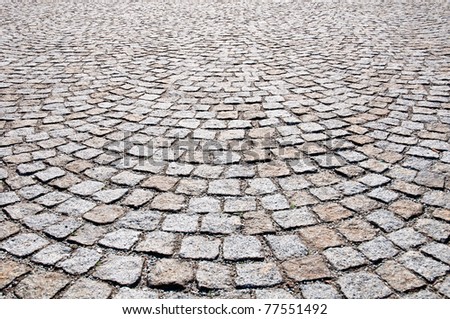Pavement of granite in the small town Ruhland in the state Brandenburg, Germany