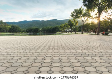 Paver Brick Floor Also Call Brick Paving, Paving Stone Or Block Paving.
Manufactured From Concrete Or Stone For Road, Path, Driveway And Patio. Empty Floor In Perspective View For Texture Background.
