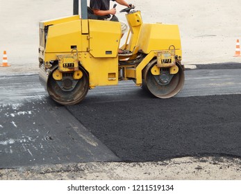 Paver Road Construction Asphalt Concrete Pavement Stock Photo ...