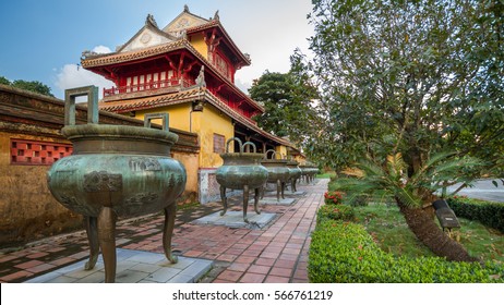 Pavilion And Urns In The Imperial City Of Hue, Vietnam