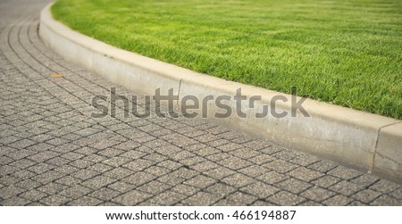 Paving slabs and grass