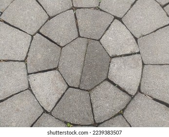 Paving stone with circle pattern, flat stone or brick 