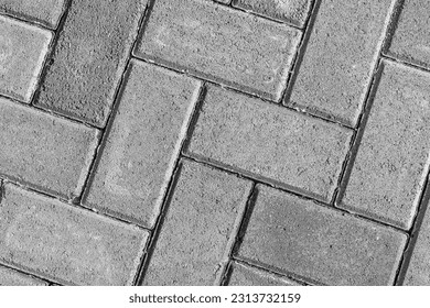 Paving stone texture. The texture of the paved tiles at the bottom of the street. Concrete paving slabs. - Shutterstock ID 2313732159