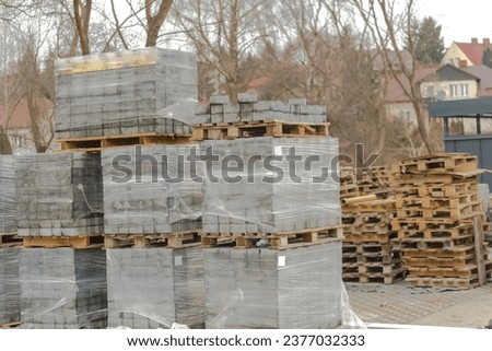 Similar – Image, Stock Photo Pallets in large quantity