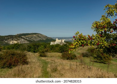 Pavlov hills landscape view with the romantic ruins of the Orphan's Castle, Czech Republic