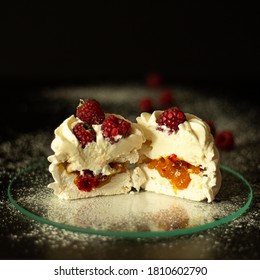 Pavlova Cake With Mango Passion Fruit Filling 