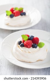 Pavlova Meringue Cake With Cream And Berry 