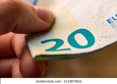 Pay With 20 Euro Money Banknotes
